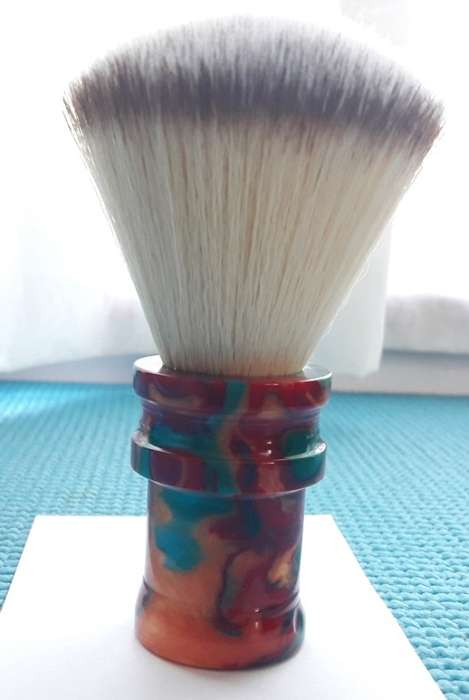 Acrylic Turned Shaving Brush (Tie Dye, 22mm Plisson Synthetic, Fan)