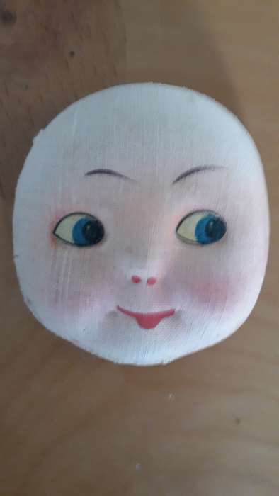 CRAFTS: Vintage Fabric Hand Painted Doll/Puppet Face, Pressed.