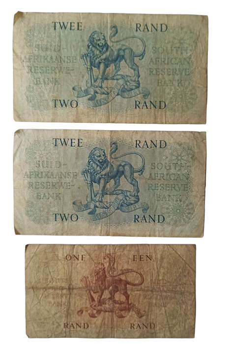 Rare Collectors South African Two and One Rand notes G Rissik edition