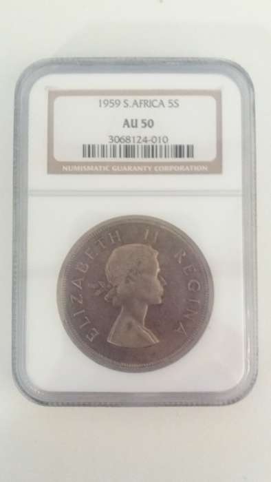 1959 5 Shilling NGC Graded AU 50
