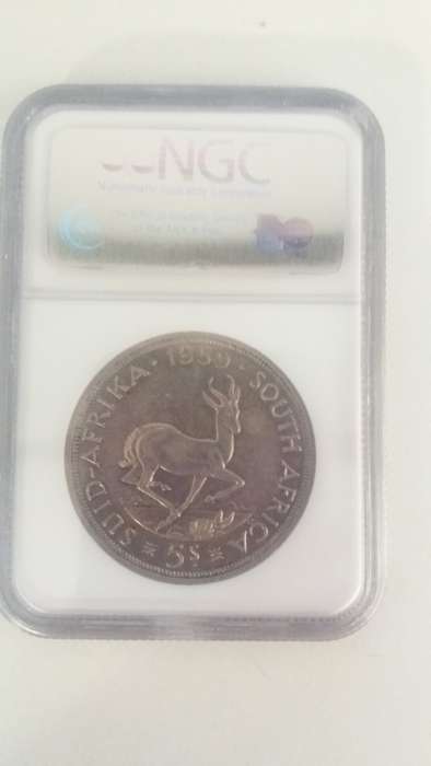 1959 5 Shilling NGC Graded AU 50