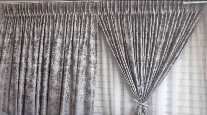 3 GLAM CURTAIN SET- GREY