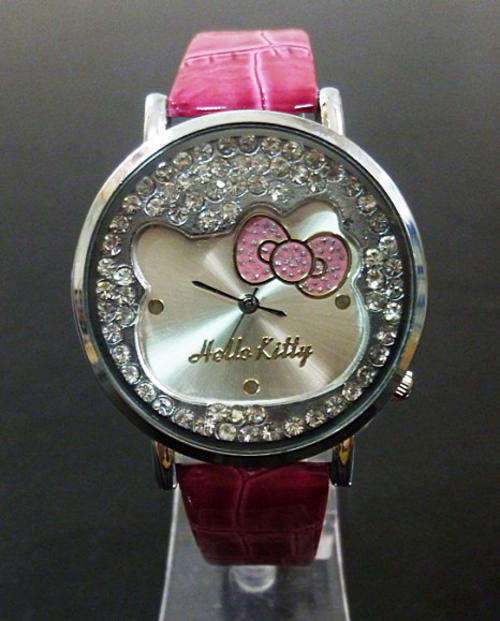 Hello Kitty Watch with Crystals in Dark Pink, new design