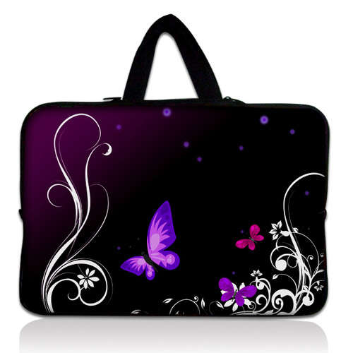 Butterfly and Heart in purple tones, Laptop Sleeve, fits laptops up to 10 inch with handle