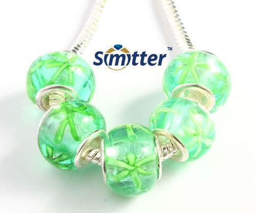Bead, Murano Style Bead, Green - fits most European Charm Bracelets