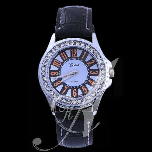 GENEVA Vision Aided Rhinestones Leather Quartz Wristwatches