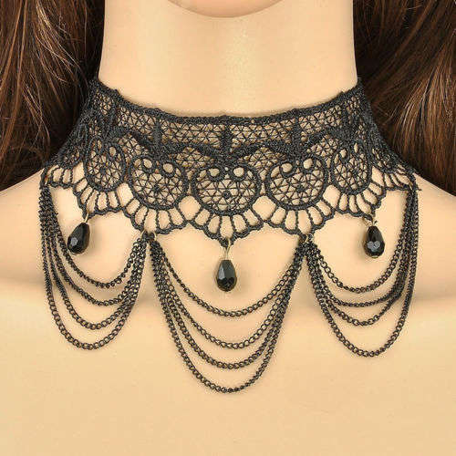vintage Gothic  Lace Pendant Necklace
