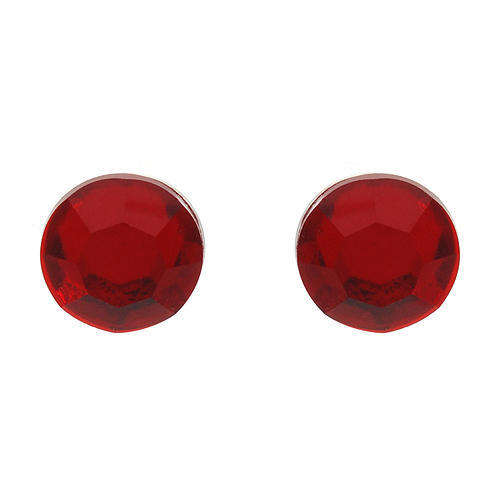 Sterling Silver Stud Earrings Red Crystal