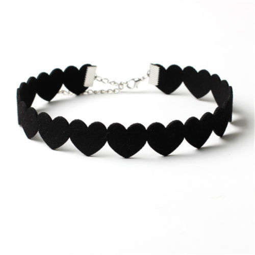 Gothic Black Lace Tattoo Choker Collar Punk Necklace Pendant Jewelry Black Hearts
