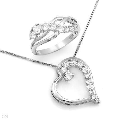 Elegant Jewelry Set with Created Saphires in 925 Sterling Silver