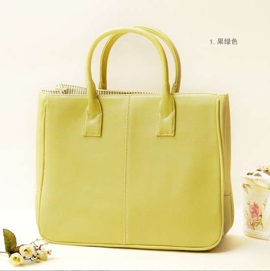 Faux Leather Handbag, Lime