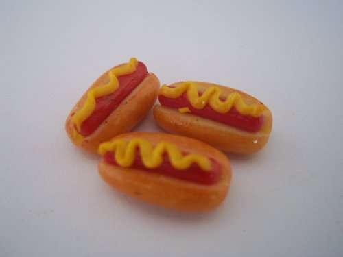 Miniature Food, Collectable Handmade Dollhouse Miniature-Hot Dog+ Bottle