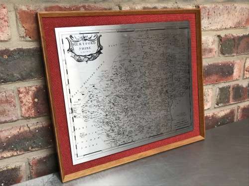 Stainless steel map, Herfordshire England by Rob Morden, made in England