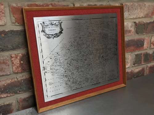 Stainless steel map, Herfordshire England by Rob Morden, made in England
