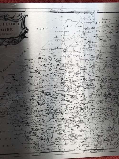 Stainless steel map, Herfordshire England by Rob Morden, made in England