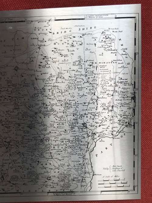Stainless steel map, Herfordshire England by Rob Morden, made in England