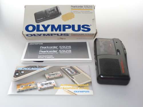 Olympus Pearlcorder S928 microcassette recorder dictaphone in original box , working