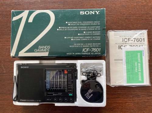 Sony ICF-7601 original box , instructions, working, 12 Band Radio, Air, vintage, 1987, like new