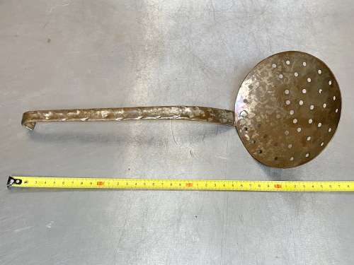Antique copper spoon for removing foam, vintage, collectors item