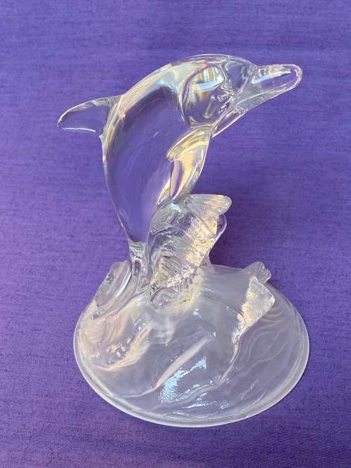 Cristal D`Arques Dolphin Vintage, France,clear,90s,collectors,hight 15.9cm