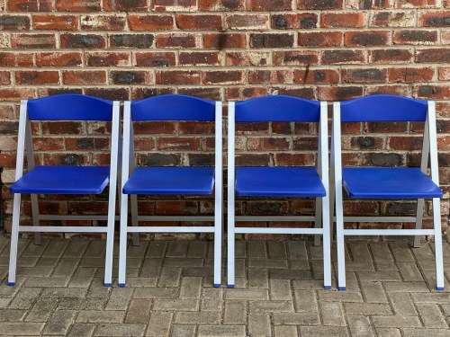 1 x German designer Slim Aluminium Folding chair blue from the 70s. VINTAGE, rare ,collectors item.