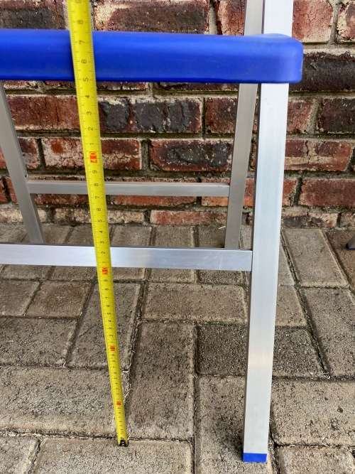 1 x German designer Slim Aluminium Folding chair blue from the 70s. VINTAGE, rare ,collectors item.