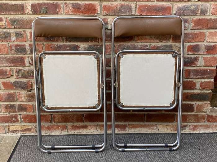 2X Folding chair metal ,brown,60s/70s,Germany, VINTAGE,collectors