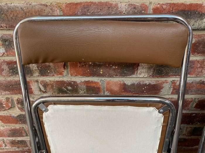 2X Folding chair metal ,brown,60s/70s,Germany, VINTAGE,collectors