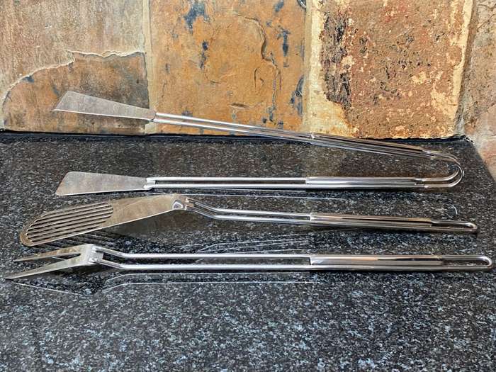 Luxus Barbeque Braai Tool Set , Stainless Steel/ Rostfrei from Germany , Brand :TCM , like new