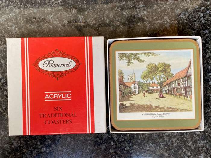 English Mug Coasters Pimpernel Acrylic Lot 3, collectors item