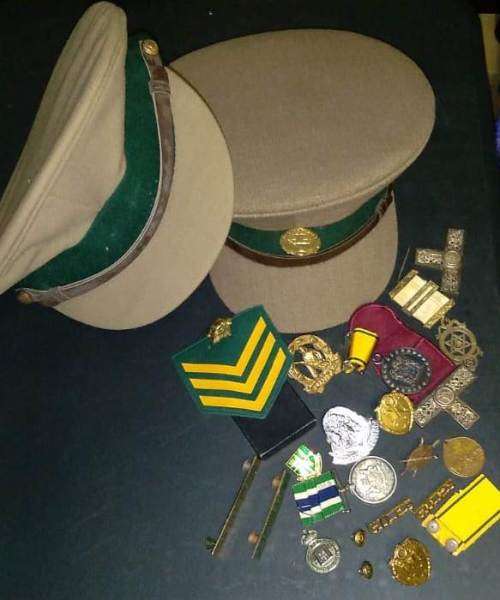 various mixed south african service medals pins and hats from saps police and prison warden