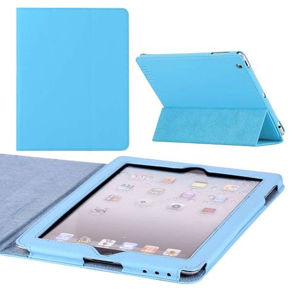 Springy Leather Protective Case for iPad 2/ New iPad (Light Blue)