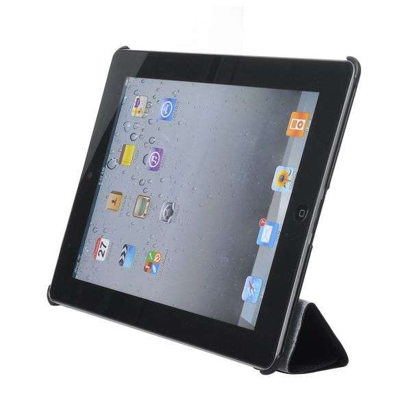 Black Leather Case with Fold Stand for iPad 2