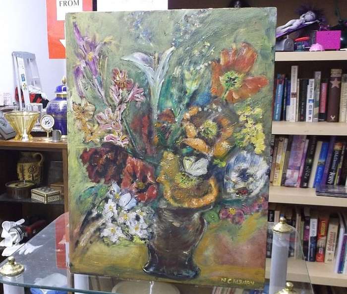 AN ORIGINAL OIL ON BOARD BY NEL CALBURN