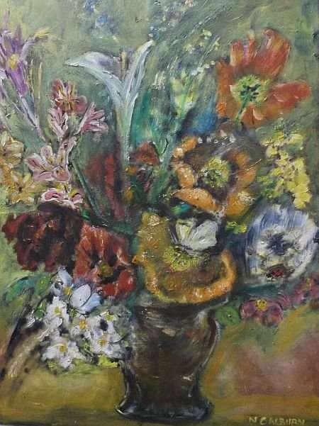 AN ORIGINAL OIL ON BOARD BY NEL CALBURN