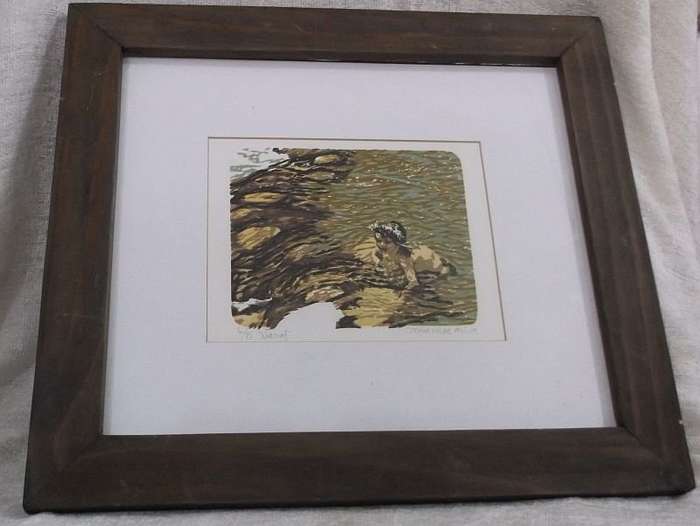 RARE FIND !! A LIMITED EDITION NUMBERED AND SIGNED WOODCUT PRINT BY FAMOUS SA ARTIST JOSHUA MILES