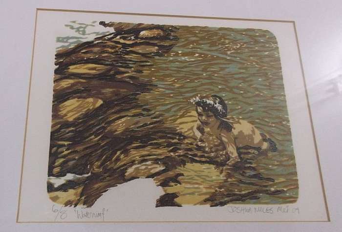 RARE FIND !! A LIMITED EDITION NUMBERED AND SIGNED WOODCUT PRINT BY FAMOUS SA ARTIST JOSHUA MILES