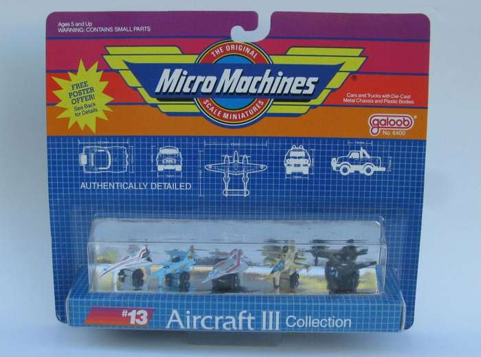 AN ORIGINAL 1988 SEALED PACK OF 5 AIRCRAFT SCALE MINIATURES BY MICRO MACHINES "GALOOB"...RARELY SEEN