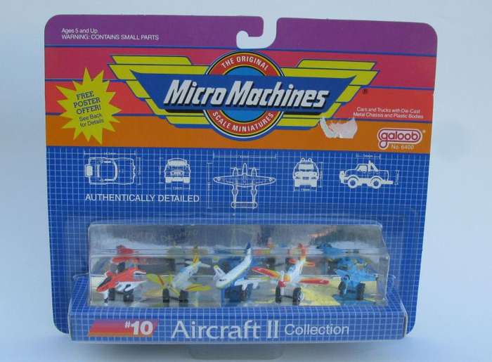 AN ORIGINAL SEALED 1988 PACK OF 5 AIRCRAFT SCALE MINIATURES BY MICRO MACHINES "GALOOB"..RARE FIND !!