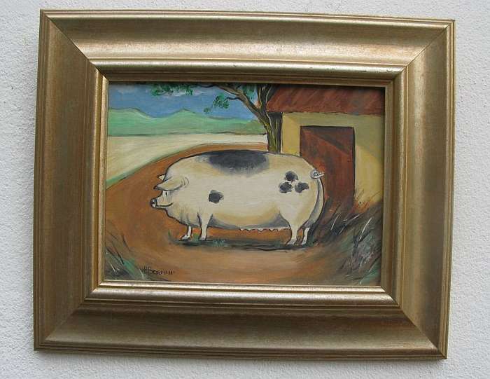 A CHARACTERFUL ORIGINAL ACRYLIC / OIL PAINTING BY SOUTH AFRICAN ARTIST HANNES BORMAN !! LOVE IT !!