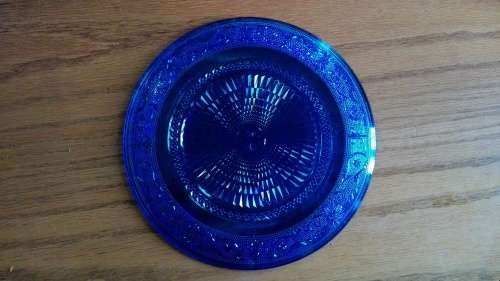 Pressed glass plate Blue