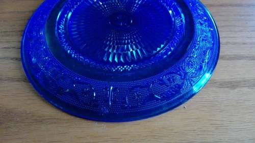 Pressed glass plate Blue