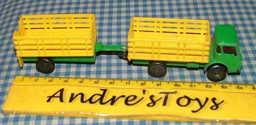 Matchbox ~ 1990 GREEN CATTLE TRUCK + TRAILER TWIN PACK TP103  ~ loose