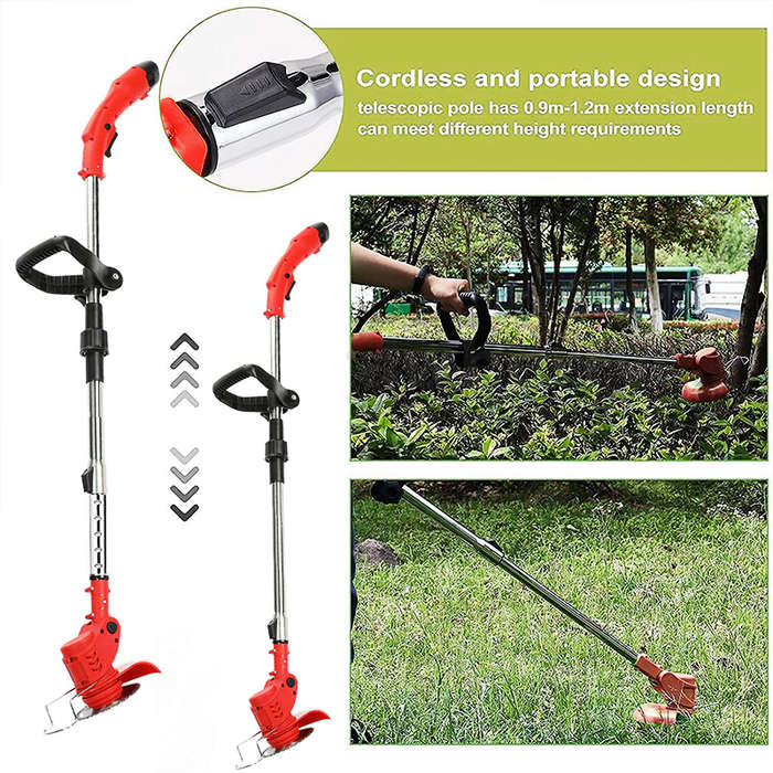 Cordless Lawn Mower Rechargeable Lawn Edger Height Adjustable Electric Lawn Trimmer