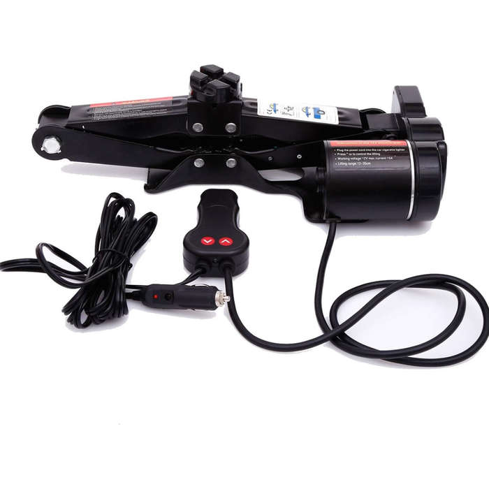 12V Car Jack Kit Floor Stand Electric Jack Lift Emergency Tire Repair Kit