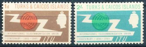 TURKS and CAICOS   1965 - I.T.U  CENTENARY   COMPLETE  SET -   MINT