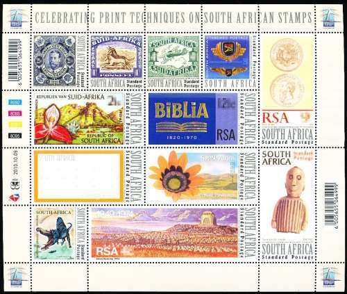 RSA  -  2010 -  Printing Techniques on South African Stamps   FULL SHEET   - FINE  MINT