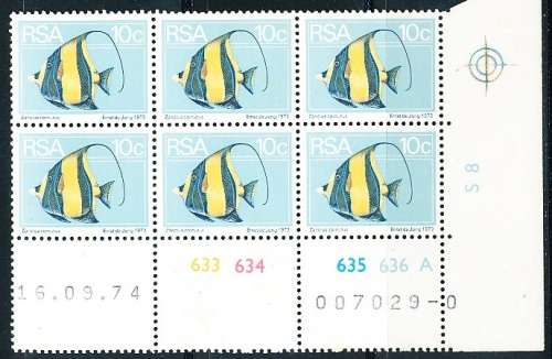 RSA -  1974  - 2nd DEFINITIVE  10c  CONTROL  A  BLOCK  -  16/09/74   (prnt  0 )   - FINE MINT