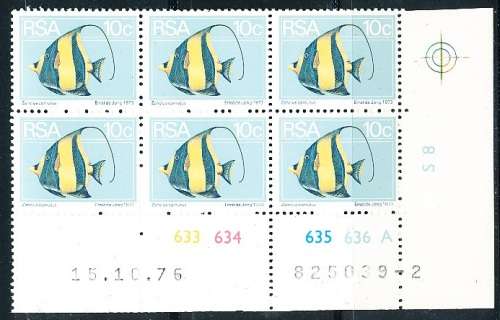 RSA -  1974  - 2nd DEFINITIVE  10c  CONTROL  A  BLOCK  -  15/10/76   (prnt  2 )   - FINE MINT
