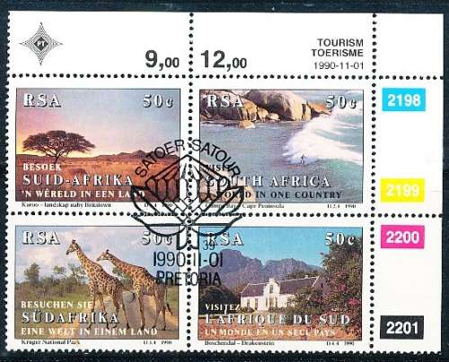 RSA  -  1990 -  Tourism    -  CONTROL BLOCK -   FINE  CTO USED